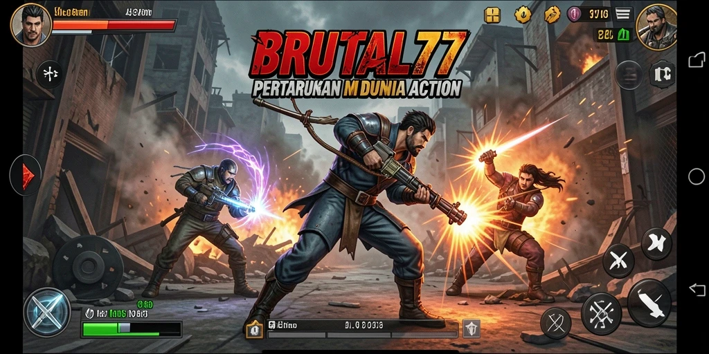 Screenshot gameplay BRUTAL77 yang penuh aksi seru.