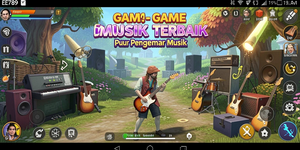 Tampilan gameplay menarik dengan berbagai mode permainan musik.