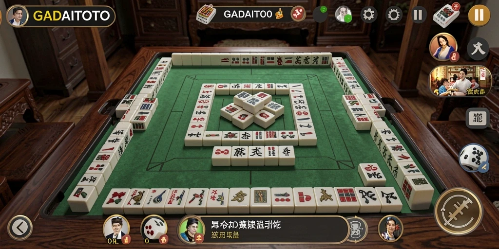 Tampilan gameplay GADAITOTO yang seru dan menantang dengan desain ubin Mahjong.
