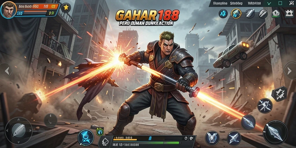 Screenshot GAHAR188 menampilkan pertarungan aksi yang intens.