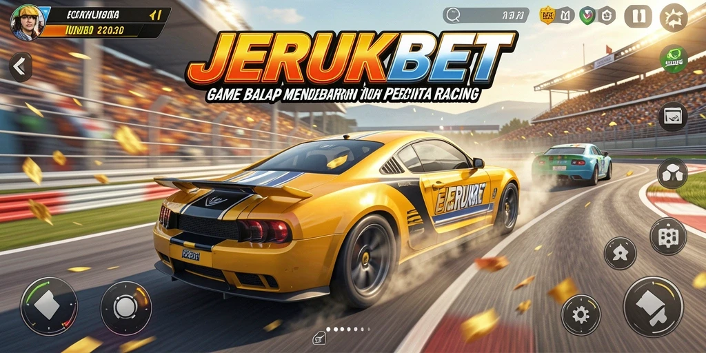 Screenshot utama JERUKBET menampilkan aksi balap yang seru dan menegangkan.