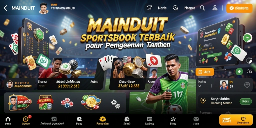 Screenshot utama MAINDUIT menampilkan tampilan menarik aplikasi Sportsbook.