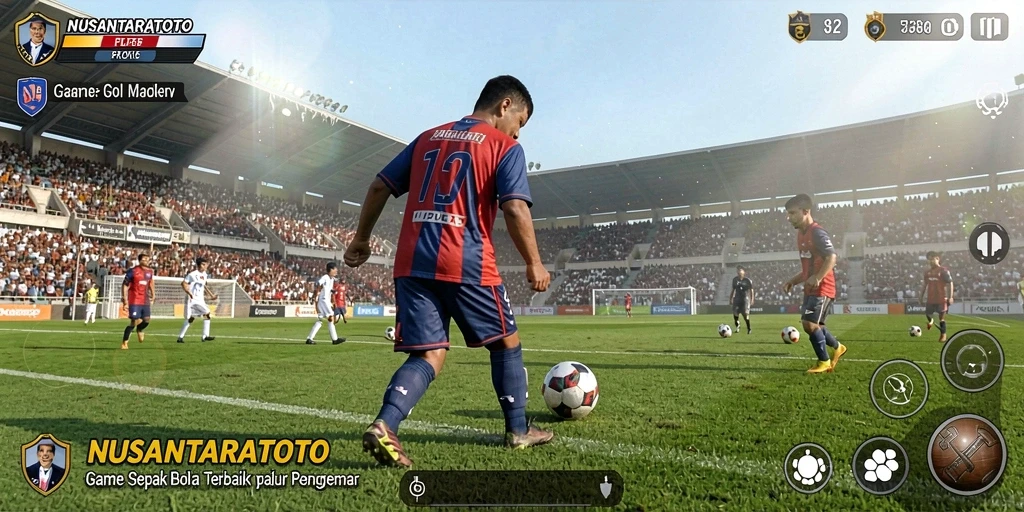 Tampilan gameplay seru dalam NUSANTARATOTO yang menampilkan aksi di lapangan.