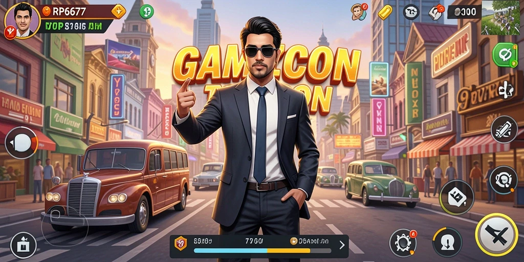Gameplay RP6677 menampilkan pengalaman membangun bisnis yang mendalam dan interaktif.