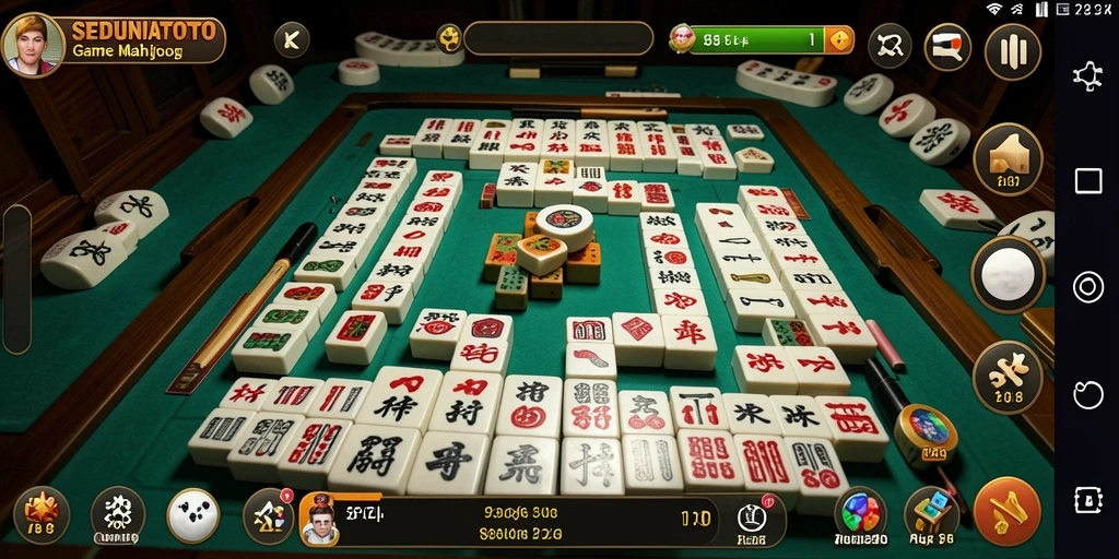 Tampilan gameplay menawan dalam SEDUNIATOTO dengan unsur Mahjong.