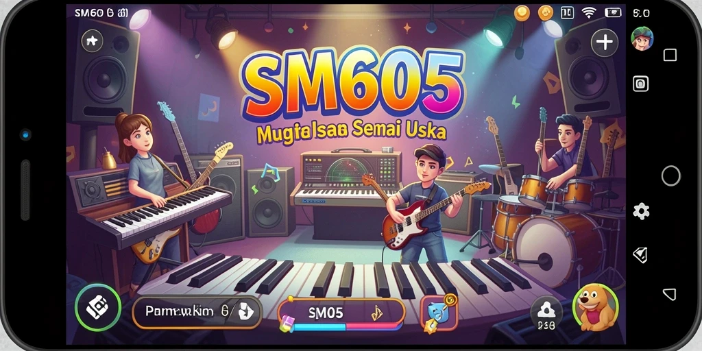Tampilan seru permainan musik di SM605 dengan grafis menarik.