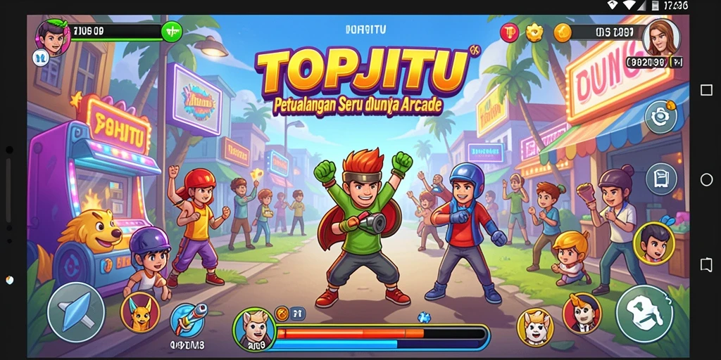 Screenshot gameplay TOPJITU menampilkan momen-momen seru dalam permainan Arcade.